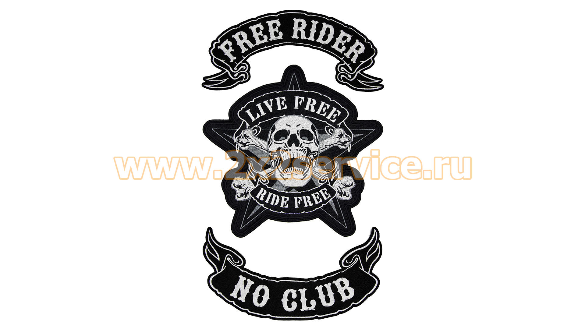 Нашивка, патч, шеврон (комплект из 3 шт.) "Free Rider" PTC136