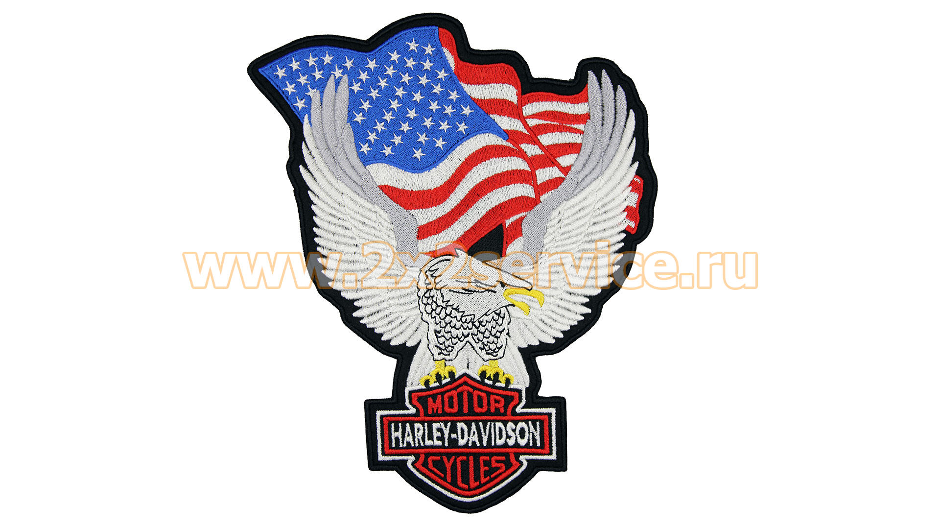 Нашивка, патч, шеврон "Орел Harley Davidson c Флагом" 185x230mm PTC255