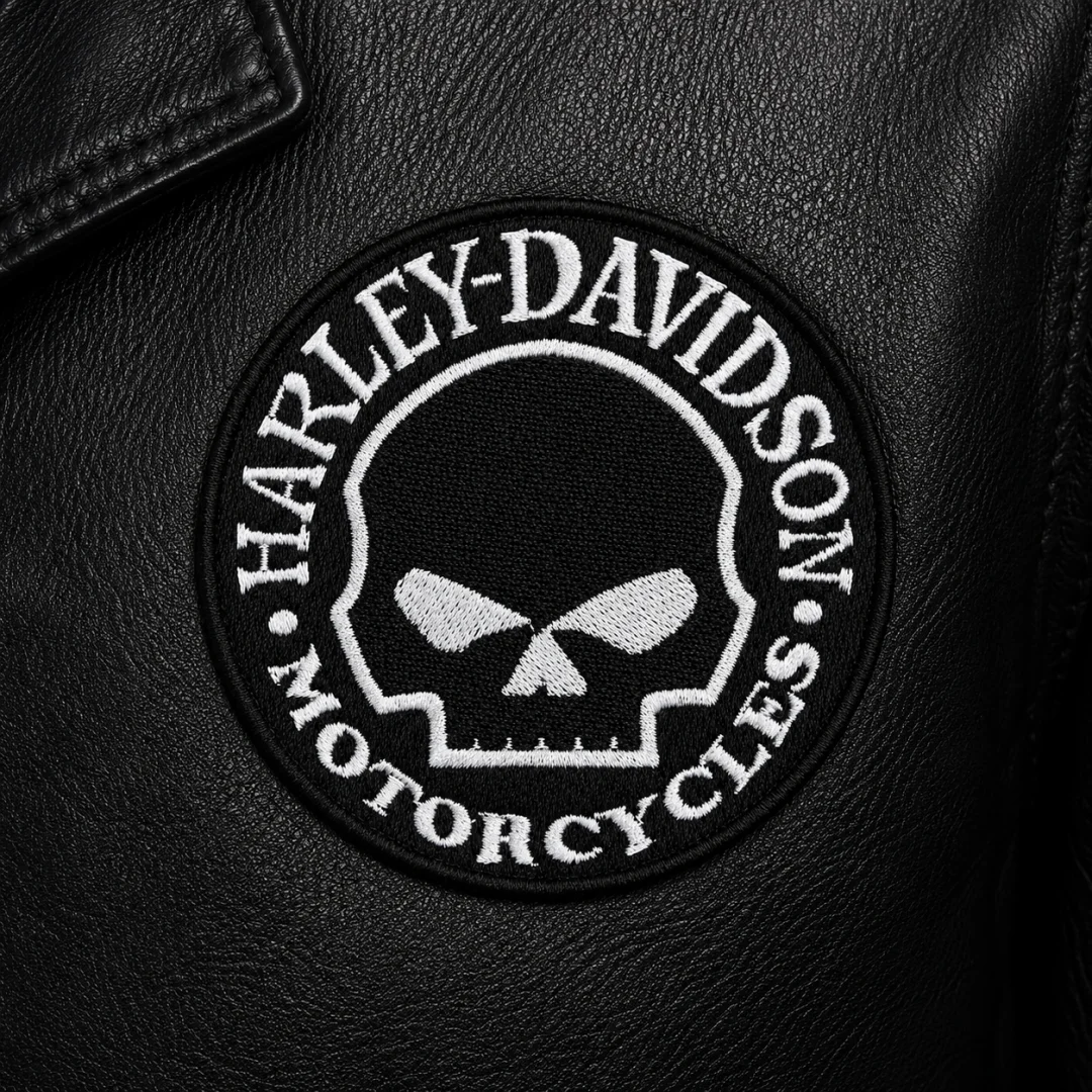Нашивка, патч, шеврон "Harley Davidson. Череп в Круге" 90x90mm PTC259
