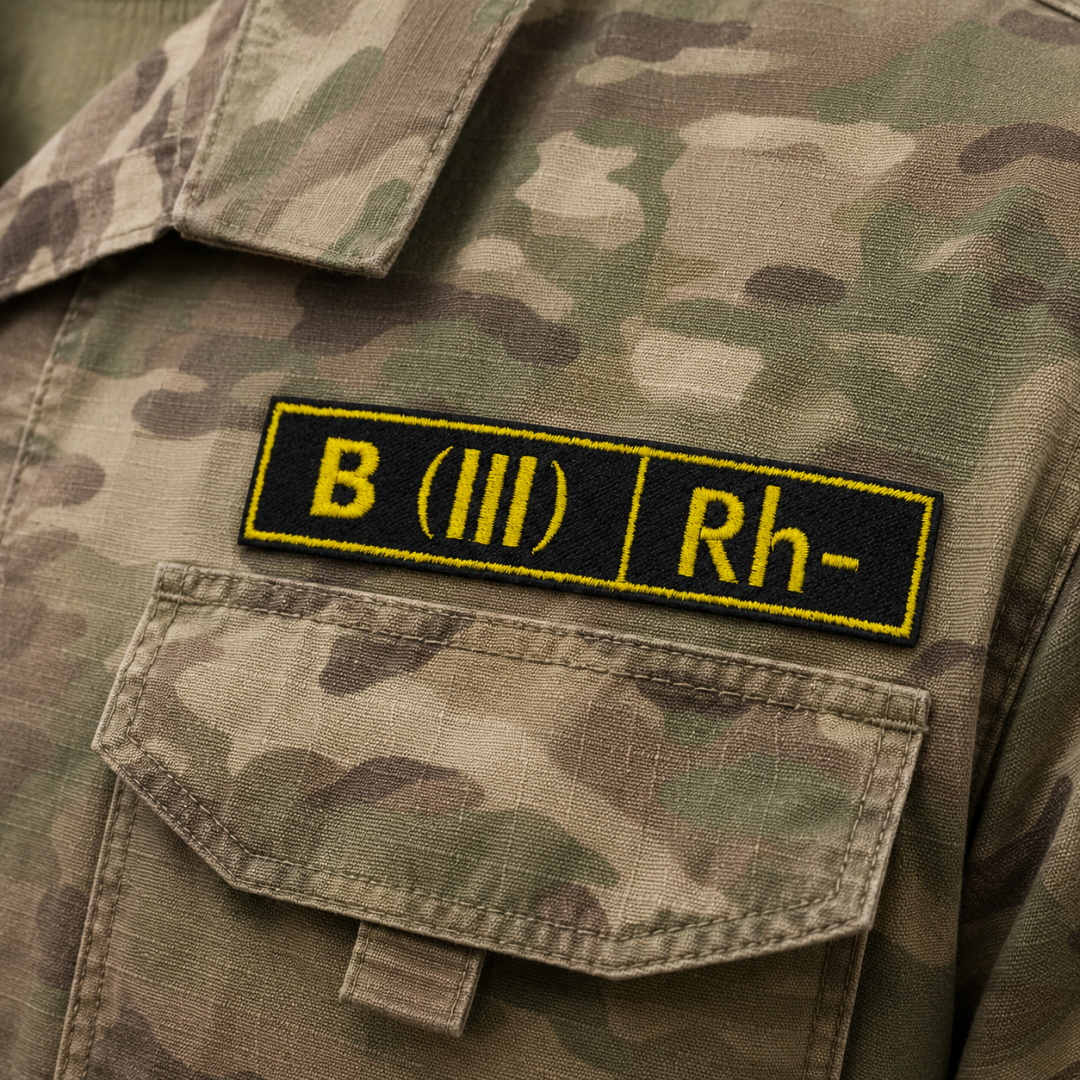 Нашивка, патч, шеврон "Группа Крови. B (III) Rh-" 125x25mm PTC415-5