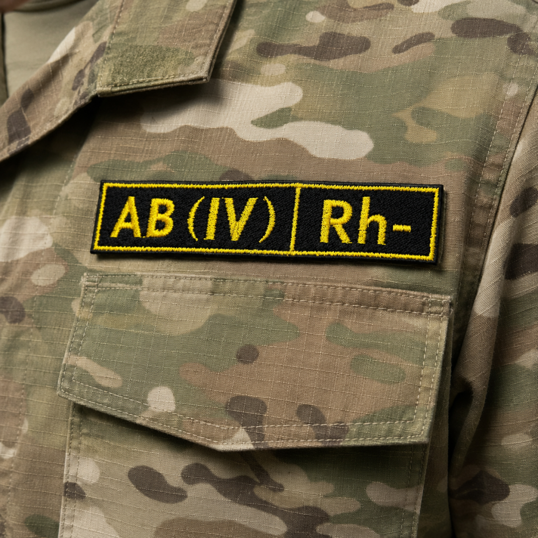 Нашивка, патч, шеврон "Группа Крови. AB (IV) Rh-" 125x25mm PTC415-7