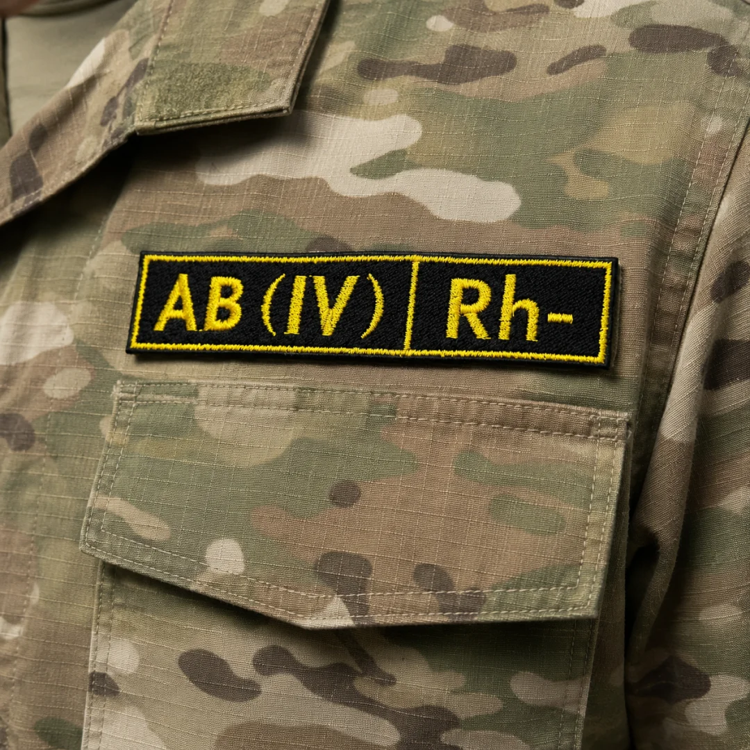 Нашивка, патч, шеврон "Группа Крови. AB (IV) Rh-" 125x25mm PTC415-7