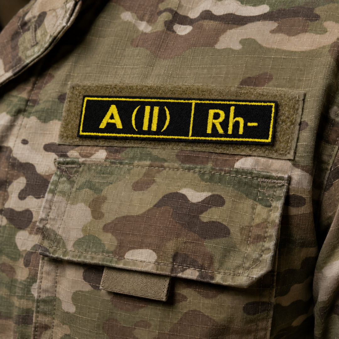 Нашивка, патч, шеврон на липучке "Группа Крови. A (II) Rh-" 125x25mm PTC416-4